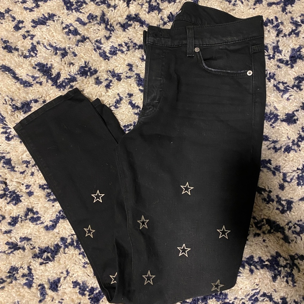 NWT Hudson Riley Crop relaxed straight star black jeans size 28